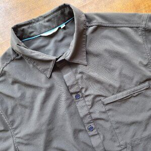 Cotopaxi Mens Med Camp Shirt  Cambio Olive Green S/S Performance Outdoor Hybrid